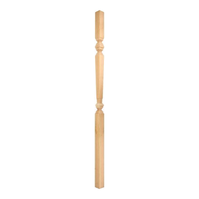 Pine-Square Turned Georgian-41mm x 1100 - Wooden staircase spindle.