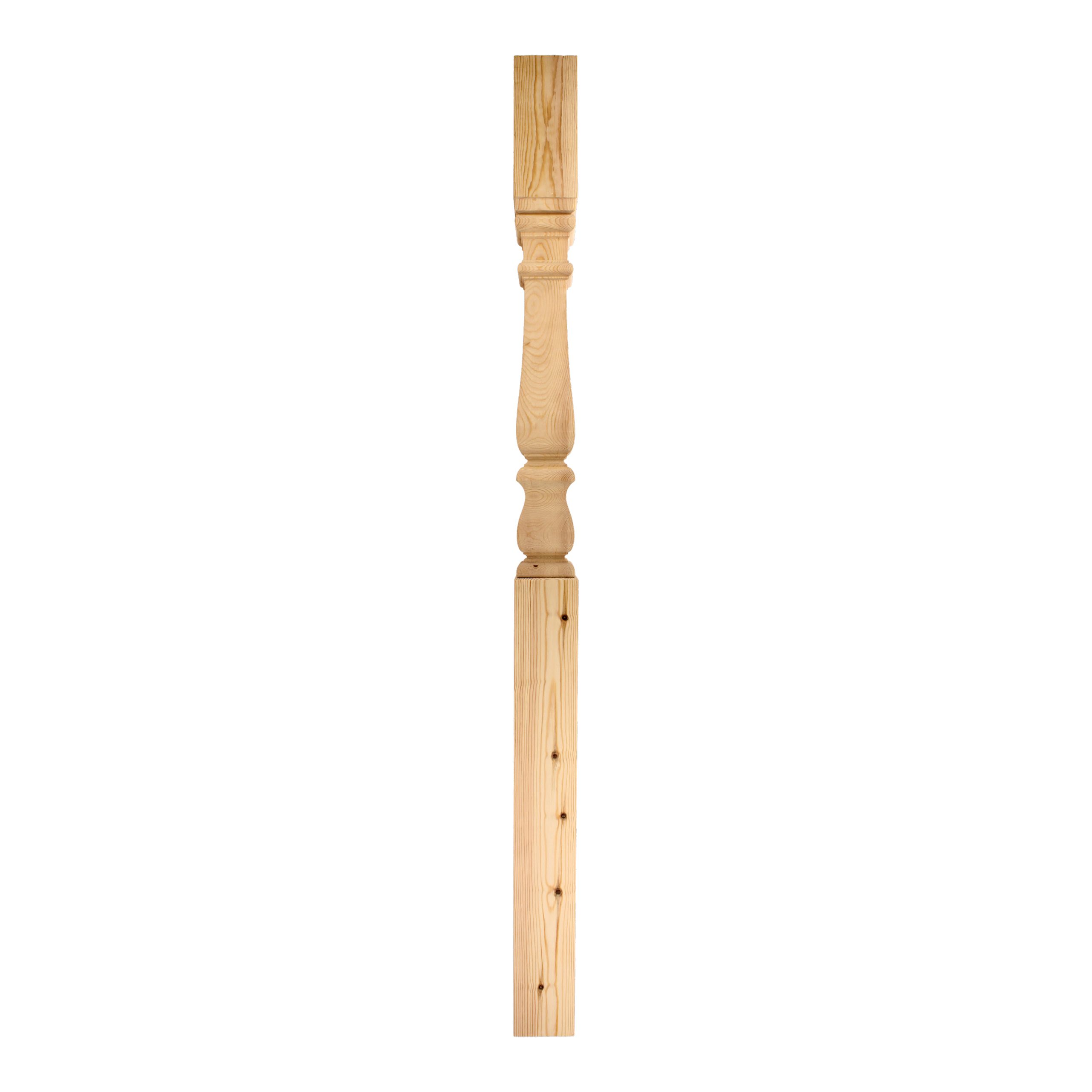 94mm-Pine-Square Turned Colonial-No Cap-Half-N008h 94mm Pine Square Turned Colonial No Cap Half