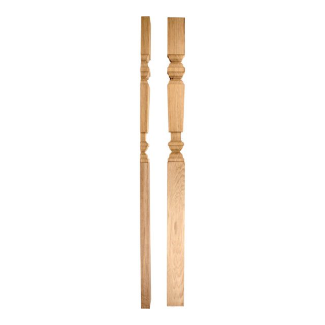 90mm-American White Oak-Square Turned Georgian-No Cap-Half(1)