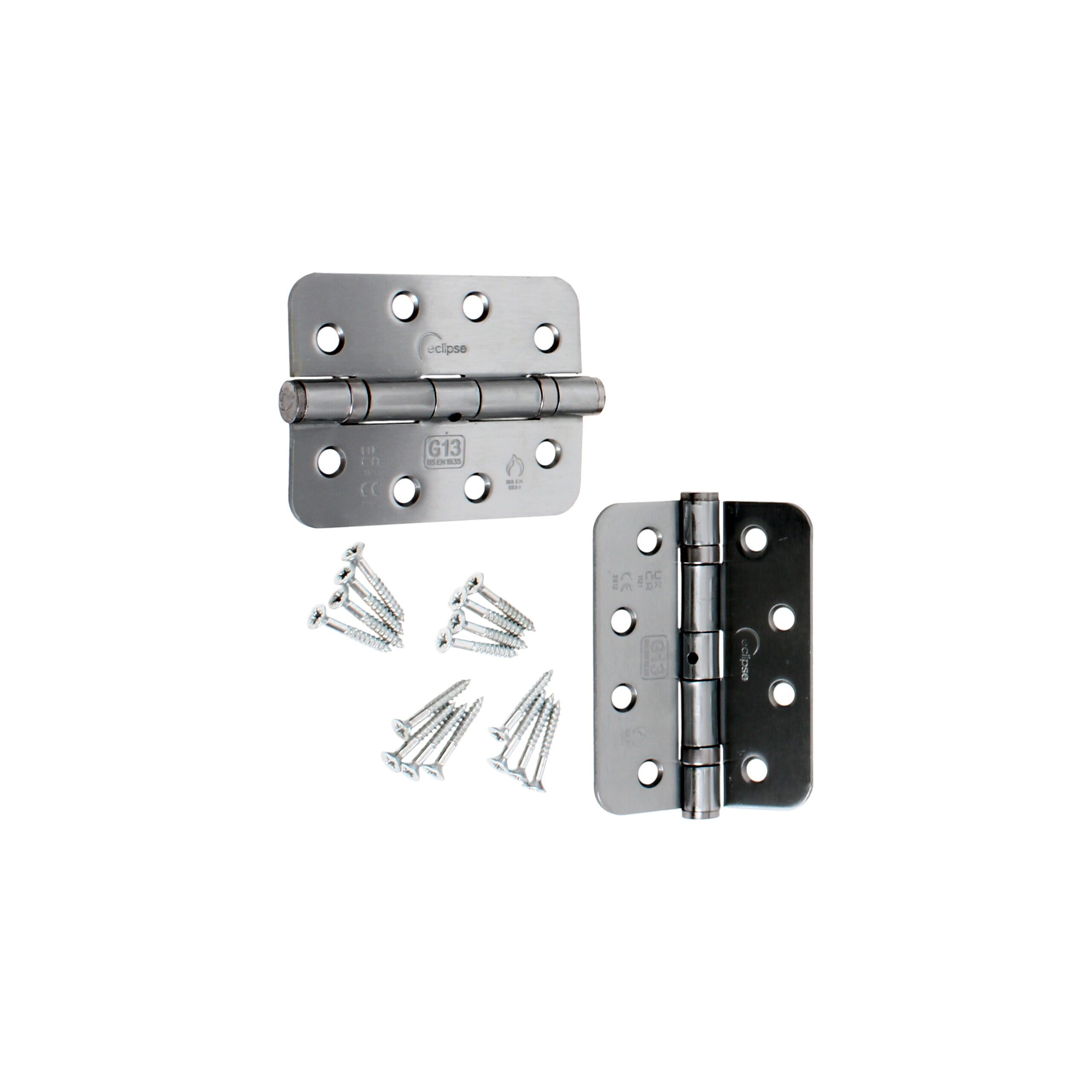 Eclipse Satin Finish 102mm (4") Grade 13 Radius Steel BB Hinges (3 included) Eclipse Satin Finish 102mm (4") Grade 13 Radius Steel BB Hinges (3 included)