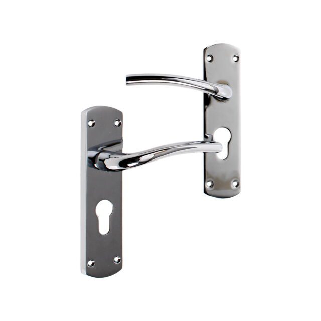 Smith & Locke Corfe "Fire Rated" Euro Lock Door Handles Pair Polished Chrome