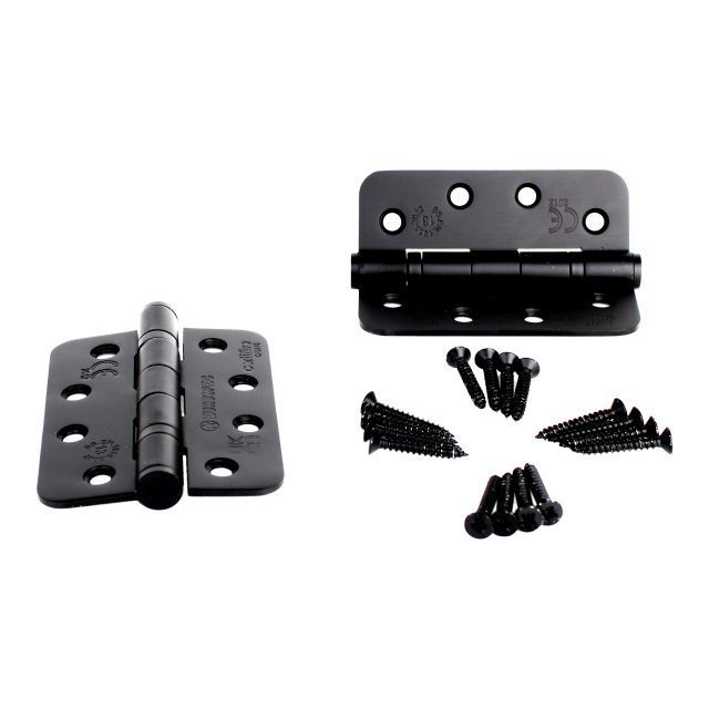 Matt Black 102mm (4") Grade 13 Radius Steel BB Hinges (3 included)